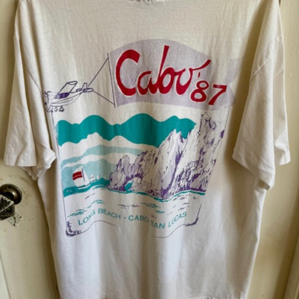 Vintage Single Stitch Hanes Beefy T Long Beach - Cabo '87 T Shirt Size XL - Picture 2 of 9